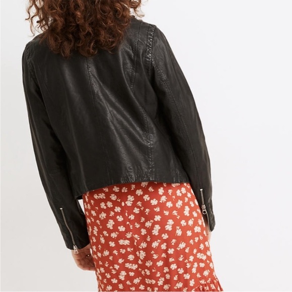 Madewell The Washed Leather Motorcycle Jacket in Black Size Large - Picture 12 of 13